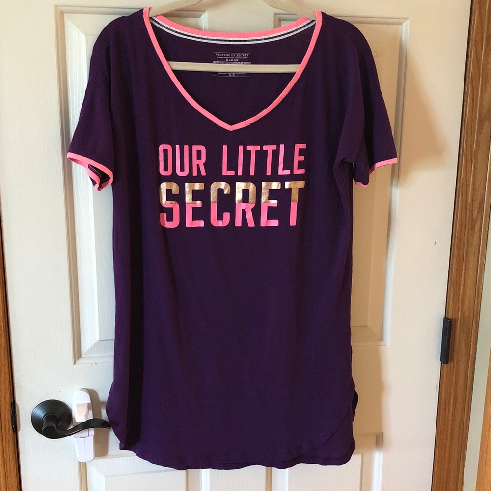 Victoria's Secret Purple Sleep Tee with Pink Trim